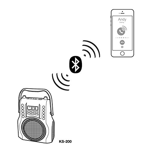 KORAMZI-Karaoke-Portable-Boombox-with-Bluetooth-Audio-Streaming-Rechargeable-battery-FM-Radio-AUX-In-35-mm-Audio-Jack-Bluetooth-Electric-Guitar-audio-input-MIC-jack-KS-200RD-Red