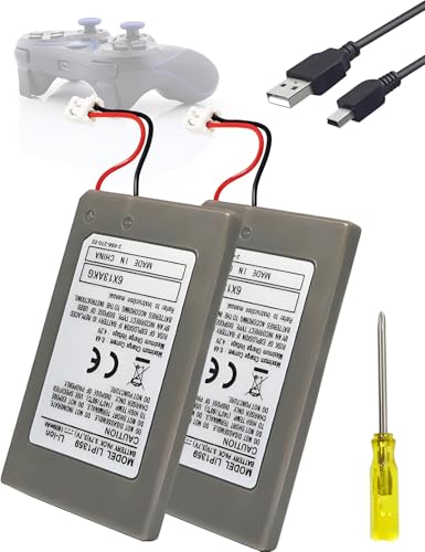 ROYEUEU LIP1359 PS3 Controller Battery Replacement: 2 Pack Battery Upgrade for Sony Dualshock 3 PlayStation 3 PS3 Sixaxis Wireless Controller CECHZC2U CECHZC2E LIP1472 LIP1859