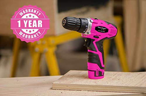 Pink Power PP121LI 12V Cordless Drill & Driver Tool Kit for Women- Tool Case, Lithium Ion Electric Drill, Drill Set, Battery & Charger (Certified Refurbished)