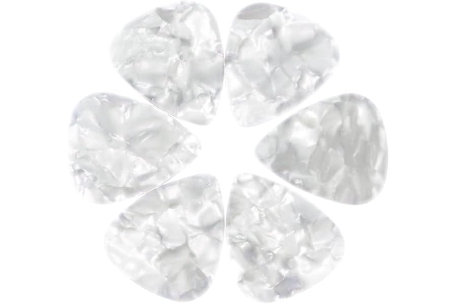 Celluloid White Pearl Guitar Or Bass Pick - 0.46 mm Light Gauge - 351 Shape - 12 Pack