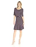 Connected Apparel Women's One Piece Printedpolo Knit Elbow Sleeve with Flounce and Belt