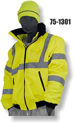 Majestic Glove 75-1301/T4 Bomber Jacket, Lined, Hi-Vis, Class 3 Tall, 4X-Large/Tall, Yellow