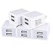 Charger Base, USB Charging Cube, FiveBox 2.1Amp Dual Port USB Wall Charger Adapter Charger Brick Plug Phone Charger Block Box for iPhone X/8/7/6/6S Plus, iPad, Samsung Galaxy S8 S7, HTC-White/5-Pack