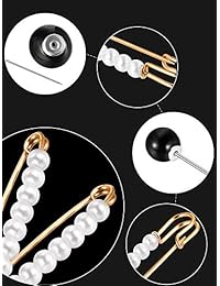 Jetec - 6 clips para chal de suéter, perlas de imitación, para vestidos, cárdigan y collar, broche de clip, estilo vintage, para decoración de mujeres y niñas