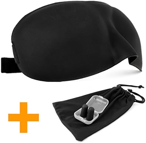 Apexan Sleep Mask, Eye Mask, Soft &amp; Lightweight Sleeping Mask, Adjustable &amp; Comfortable Strap with Ear Plugs Plus Superfine fiber Pouch (Black)
