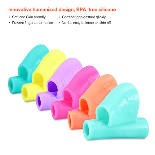 Pencil Grip,Geekper 6Pcs Writing Aid Grip Posture Correction Tool Children Pencil Holder Pen Writing Aid Grip Posture Correction Tools (Mult-color)