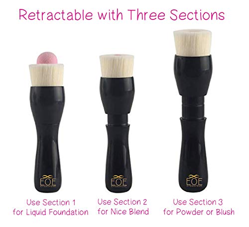 Retractable Makeup Brush, sponge will retract [by EOE] ALL in ONE great for Travel. For Liquid Foundation and Powder Foundation or blush. Great Cosmetic tool for face, Small compactl. - Thumbnail 3