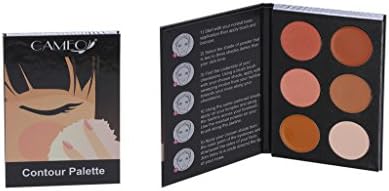 CameoCosmetics 6 Shades Contour Kit, Dark Colors, Sleek Makeup Palette For Highlighting and Contouring, Step By Step Instructions Included