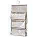 mDesign Soft Fabric Hanging Closet Rod Storage Organizer for Storing and Organizing Purses, Backpacks, Satchels, Crossovers, Handbags - 5 Open Pockets - Textured Print - 2 Pack - Linen/Tan