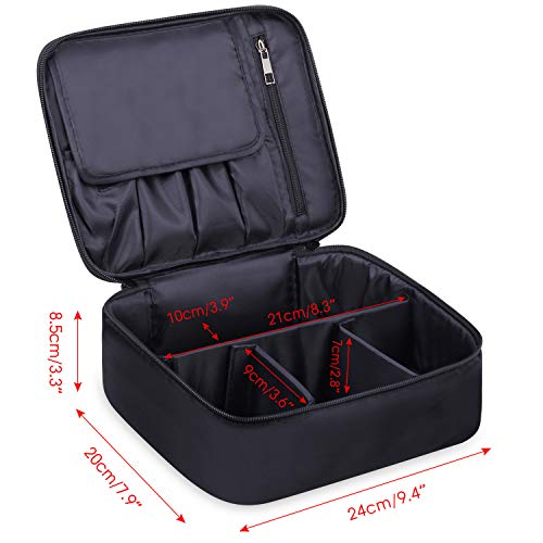 Travel Makeup Bag Large Cosmetic Bag Make up Case Organizer for Women and Girls (A-Black) 7 Travel Makeup Bag Large Cosmetic Bag Make up Case Organizer for Women and Girls (A-Black)