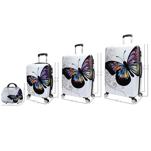 World Traveler Butterfly Luggage, 4-Piece Set