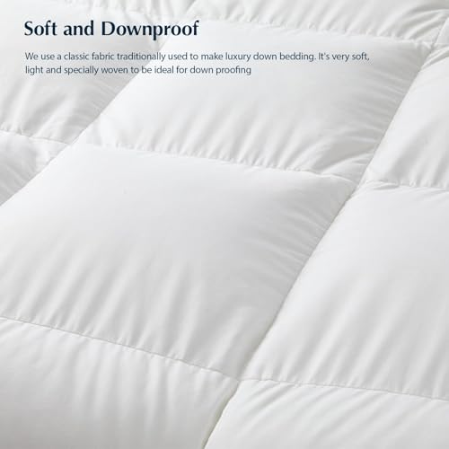 PACIFIC COAST Goose Down Fiber Comforters Oversized King Duvet Insert, All Season White Comforter, 3D Hidden-Stitch Baffle Box Design, 8 Tabs, Gifts for Women/Men, Extra Fluffy Luxury Duvet (116"x98")