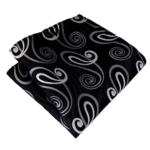 MOHSLEE Mens Black White Paisley Cravat Formal Ascot Scarf Tie Pocket Square Set