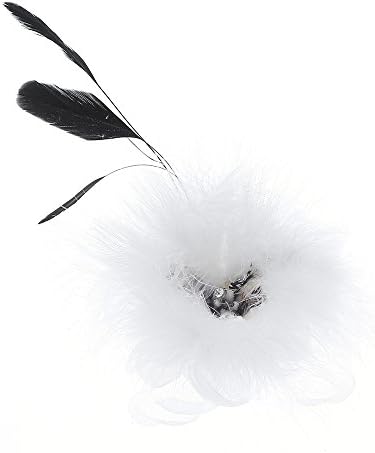 Navifoce Charming Womens Girls Lady Flower Feather Fascinator Cocktail Occasion Headwear on Small Hairclip and Brooch (White)