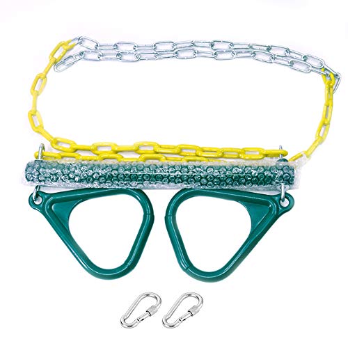 18" Trapeze Swing Bar Rings - 48" Heavy Duty Plastic Coated Chains - Swing Set Accessories with 2 Locking Carabiners