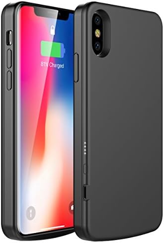 iPhone X Battery Case, Foxin 3800mah Extended Battery Charger Case Rechargeable Power Bank Battery Charging Case for iPhone X, Full Protection (Black)