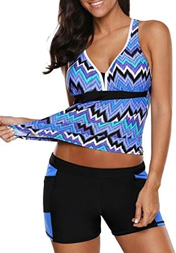 CICIDES Women's Racerback Tankini Set Boyshort Two Piece Bathing Suit Swimwear Swimsuit(S-XXXL)