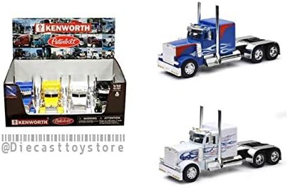 New DIECAST Toys CAR NEWRAY 1:32 Display Peterbilt Model 379 Blue, White Set of 2 SS-10641H