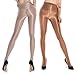RICHTOER 2 Pairs Shaping Socks Oil Socks Shiny Silk Stockings Pantyhose Dance Tights (Champagne and Nude)
