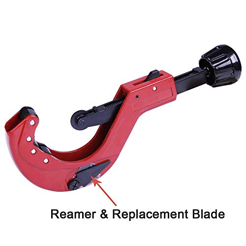Tubing Cutter 1/4 Inch to 2-1/2 Inch Rachet Feed Mechanism Cut Pipe Copper PVC Steel Tube with Extra Blade and Reamer - Thumbnail 2