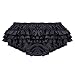 ACSUSS Men's Shiny Satin Frilly Thong Sissy Crossdress Bloomer Ruffled Skirted Panties Type A Black X-Large