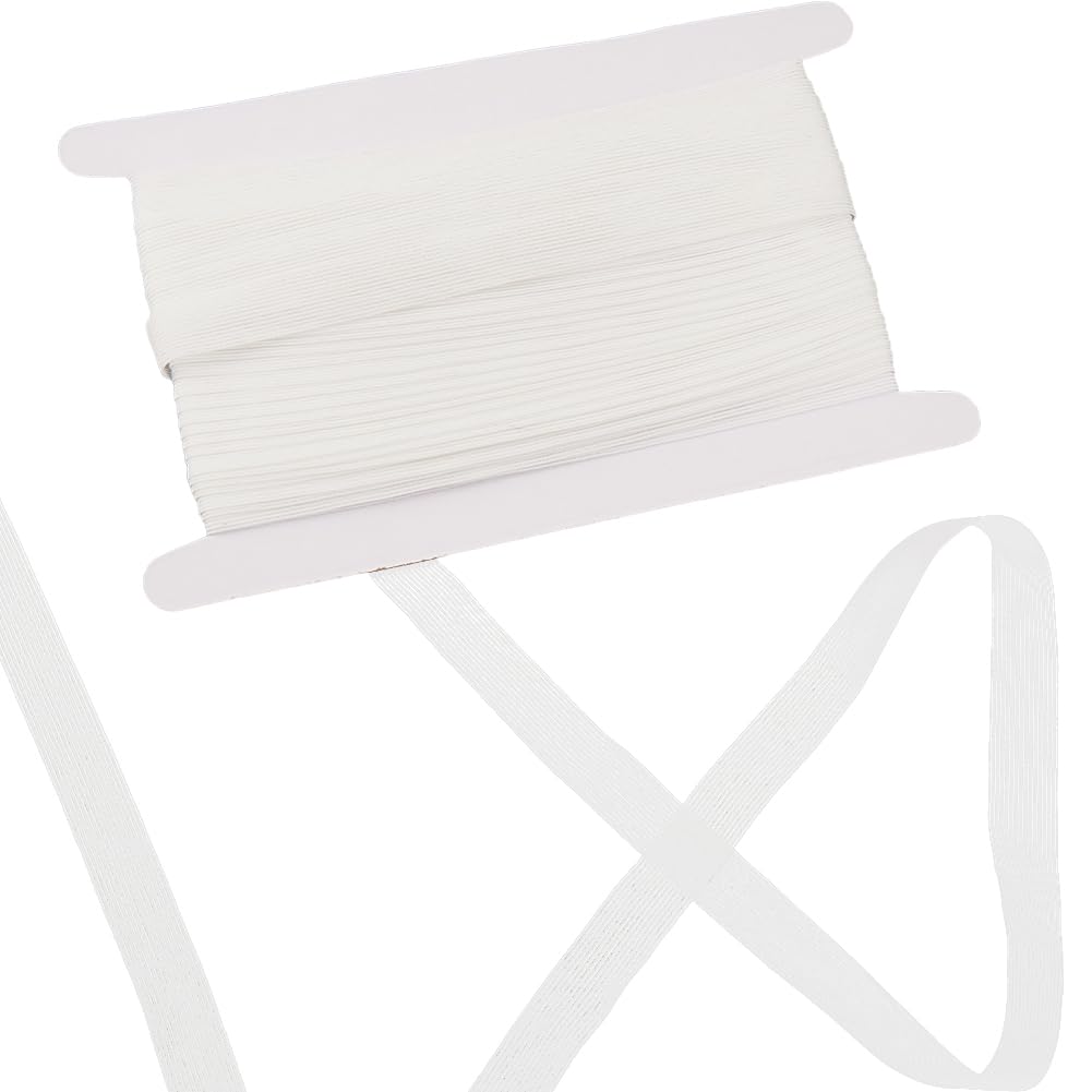GORGECRAFT 20M Knit Elastic Band 15mm Wide Flat Braided Stretchy Strap Cord Roll Spool Transparent Knitted Sewing Webbing for Clothes Dress Underwear Garment Gift Wrapping Waistband White