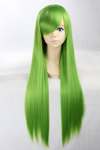 Coolsky Wigs Neon Genesis Evangelion Long Straight Green Hair Cosplay wig Costume