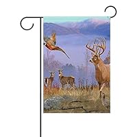 Jojogood Deer Hunting Paintings Garden Flag 28"X40" Double Sided Yard Decoration Polyester Outddor Flag Home Party