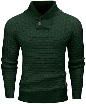 COOFANDY Men's Shawl Collar Sweater Stylish Light Fleece Dress