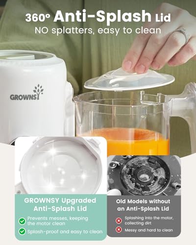 Grownsy Baby Food Maker with Steam Basket, One Step Baby Food Processor Steamer Puree Blender Grinder Mills Machine, Auto Cooking Grinding and Sterili-zing for Healthy Homemade Baby Food, White