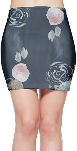 Mini Pencil Skirt Roses Watercolour Slim Tight Sexy Stretch Bodycon Short Skirt for Lady Women Party
