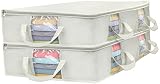 Sorbus Foldable Storage Bag Organizers, Large Clear Window & Carry Handles, Great for Clothes, Blankets, Closets, Bedrooms, and More (Beige)