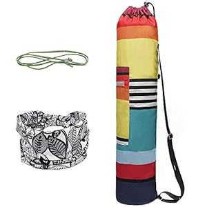 WANYIG Yoga Mat Bag and Carriers Canvas Portable Multifunction Yoga Storage Bags Printed for Women and Men with Zipper Pockets, Hair Band, Strip