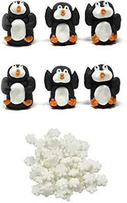 6x 3d Edible Penguin Cake Decorations With Snowflakes Amazon Co
