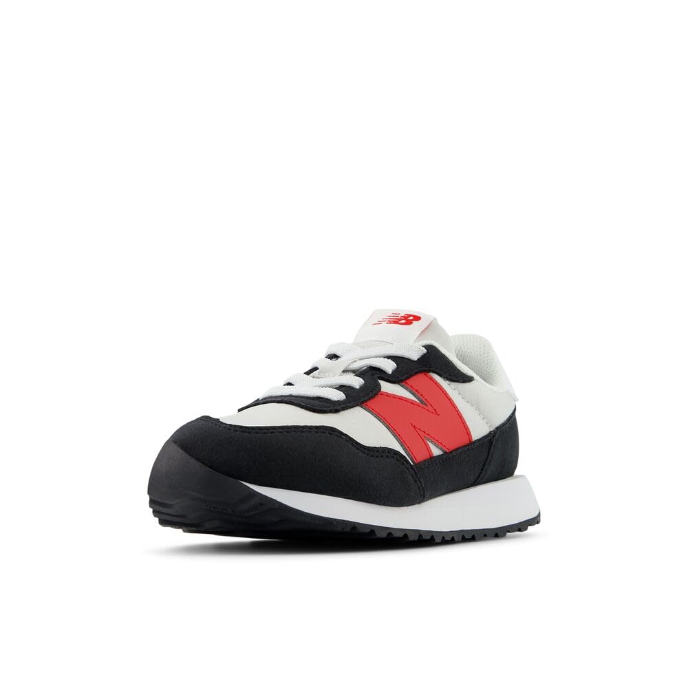 New Balance Kid's 237 V1 Bungee Sneaker, Grey Matter/True Red, 13.5 M Little Kid Image