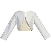 White Satin Long Sleeve First Communion Bolero for Girls - Cardigan, Shrug or Flower Girl Sweater for Wedding