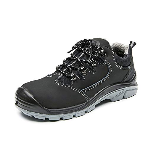 DRKA Men's Steel Toe Work Boots Water Resistant Safety Shoes(18969-blk-44)