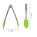 QAAQS 7 Inch Mini Stainless Steel Food Tongs for Serving With Silicone Tips Barbeque Grilling Small Cooking Kitchen Ice Tongs 3 Pieces Green
