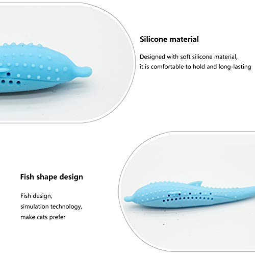 HLovebuy Catnip Toys Simulation Fish Shape, Fish Flop Cat Toy, Pet Cat Fish Shape Toothbrush with Catnip, Pet Eco-Friendly Silicone Molar Stick Teeth Cleaning Toy for Cats