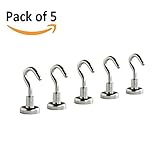 {Prime Sale} Magnetic Hooks, Heavy Duty Neodymium Rare Earth Magnet Hook with 3 Layers Ni Strong Corrosion Protection,Ideal for Indoor/Outdoor Hanging(Silvery White, Pack of 5)