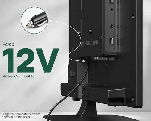 SYLVOX Smart RV TV, 24" 12 Volt TVs for RV Camper 1080P DC/AC Powered Television, Compatible with Google OS, Support Download APPs, Google Assistant, Bluetooth WiFi, 9-32V Wide Voltage Protection