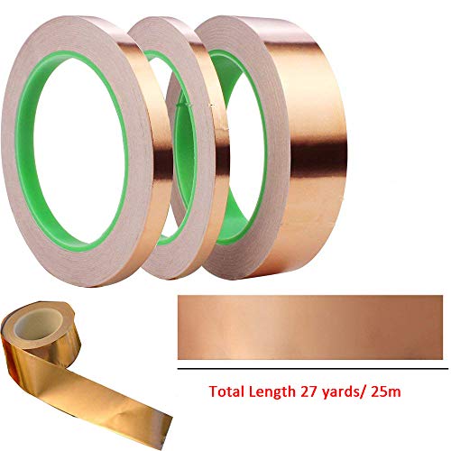 Eyech 3pc Copper Foil Tape Double-Sided Conductive Adhesive for EMI Shielding, Stained Glass, Art Work, Soldering, Electrical Repairs, Grounding- 27.5 Yard/Each - Thumbnail 4