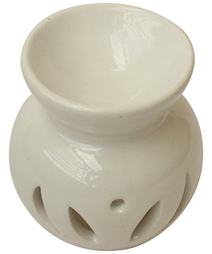 SALE TODAY ONLY - AB Handicrafts Ceramic Essential Oil Burner, Perfect Handmade Oil Diffuser for Fragrance & Aromatherapy - Great Decoration for Living Room, Balcony, Porch & Garden (White)