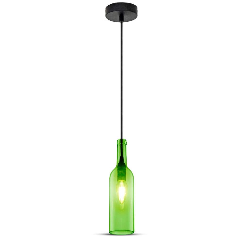 V-TAC SKU.3767 VT-7558 Pendant Light Bottle Design Plastic and Other Material E14 Green Height 72 mm Width 280 mm Depth 1050 mm