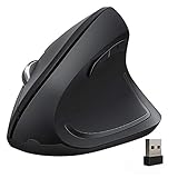 VicTsing Ergonomic Mouse, 2.4G Optical Wireless Vertical Mouse with Adjustable DPI 1000/1600/2000/2400, 6 Buttons for PC, Desktop, Laptop(Black)