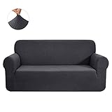 CHUN YI 1-Piece Jacquard High Stretch Sofa Slipcover, Polyester and Spandex 3 Seater Cushion Couch Cover Coat Slipcover, Furniture Protector Cover for Sofa and Couch (Sofa, Gray)