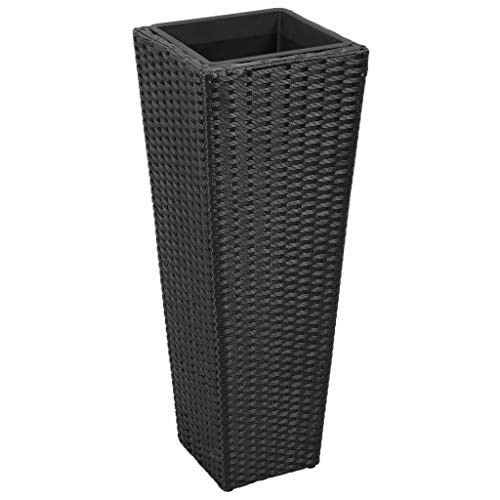 vidaXL 3X Hochbeet Poly Rattan Schwarz Blumenkübel Blumentopf Pflanzkübel – Bild 5
