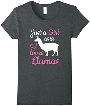 Womens Just a Girl Who Loves Llamas - Cute Animal Lover T-shirt Small Dark Heather