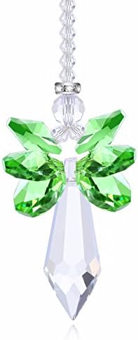 Anna Crystalworld Rainbow Guardian Angel Crystal Suncatcher For Home/Car Decoration &amp; Porch Decor &amp; Hangings Crystal Glass Ornament (Green)