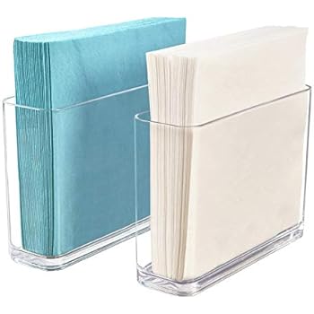 STORi Clear Plastic Holder for Napkins and Plastic Utensils | set of 2